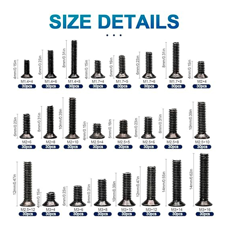 Flat Screws Kit - 720Pcs