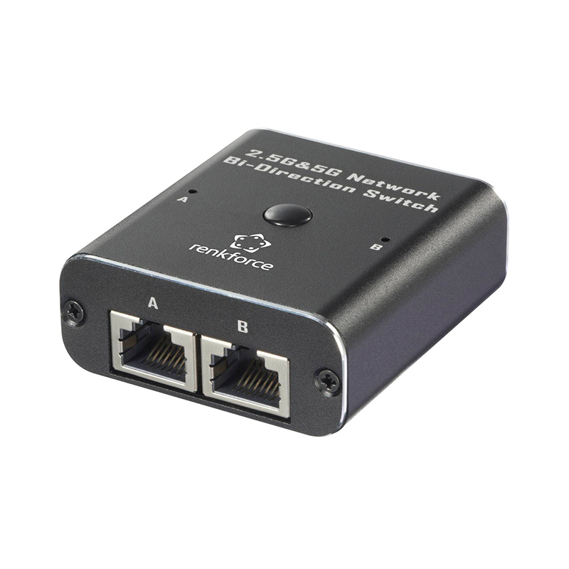 Switch Bidireccional De Red Renkforce Rf-Ew-700 De 2 Puertos 2.5G & 5G, Alimentacion