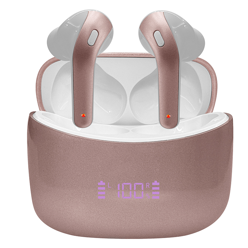 Audífonos Teros Te-8074Gr, Bluetooth, Tws, Rosa/Doradolos Audífonos Bluetooth Te
