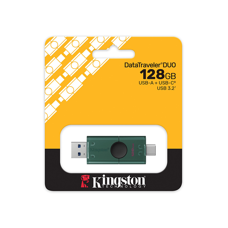 Memoria Flash USB Kingston Datatraveler Duo, 128GB USB 3.2 Gen 1, Color Negro Mate
