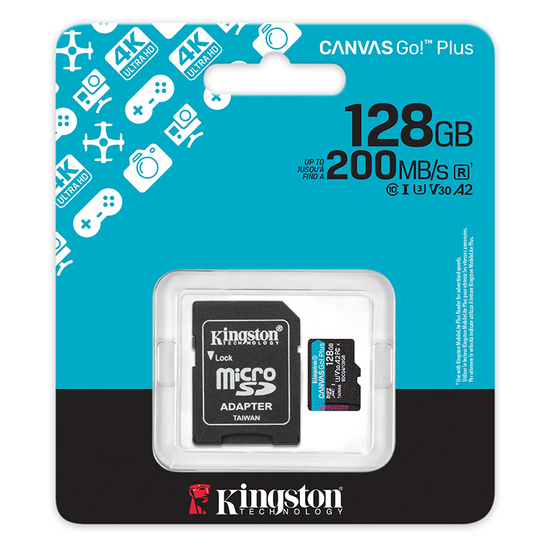Memoria Flash MicroSD Kingston Canvas Go Plus, 128Gb, Con Adaptador Sddimension