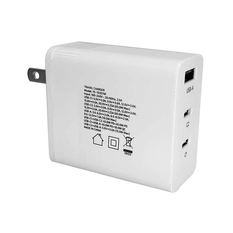 Cargador USB-A USB-C Teros Te-70207W, Gan, Pd 65W, Blancopotencia Y Eficiencia E