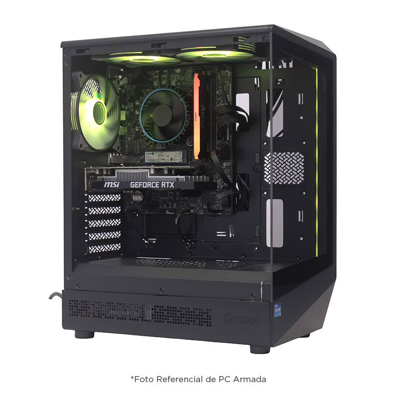 Case Gamer Teros Te-1321G, Mid Tower, USB 3.0 / USB 2.0, Audio, Ventilador Rgb, Negro