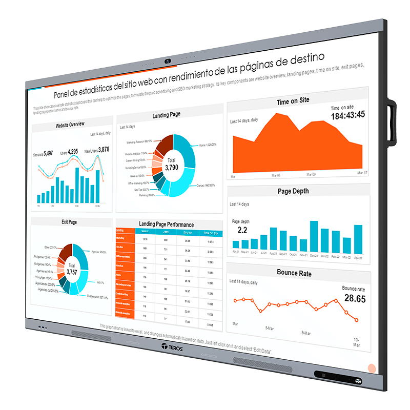 Pantalla Táctil Interactiva Teros Te8612W, 86 D-Led IPS (3840X2160), 8Ms, 8Gb, Andro
