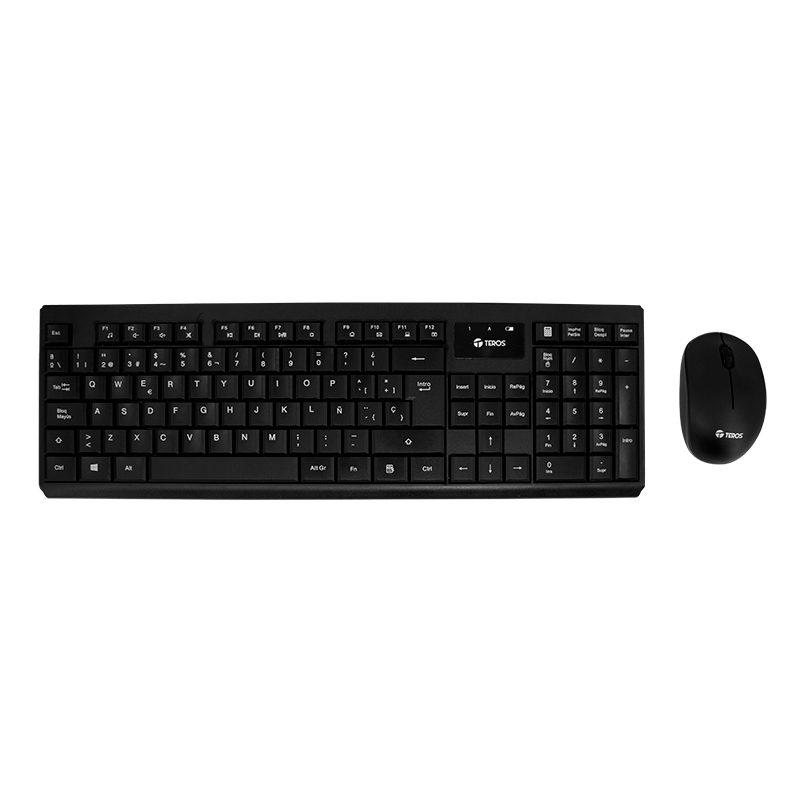 Kit Teclado Y Mouse Teros Te-4071S, Inalámbrico, 2.4 Ghz, Acabado Elegante, Negro, Es