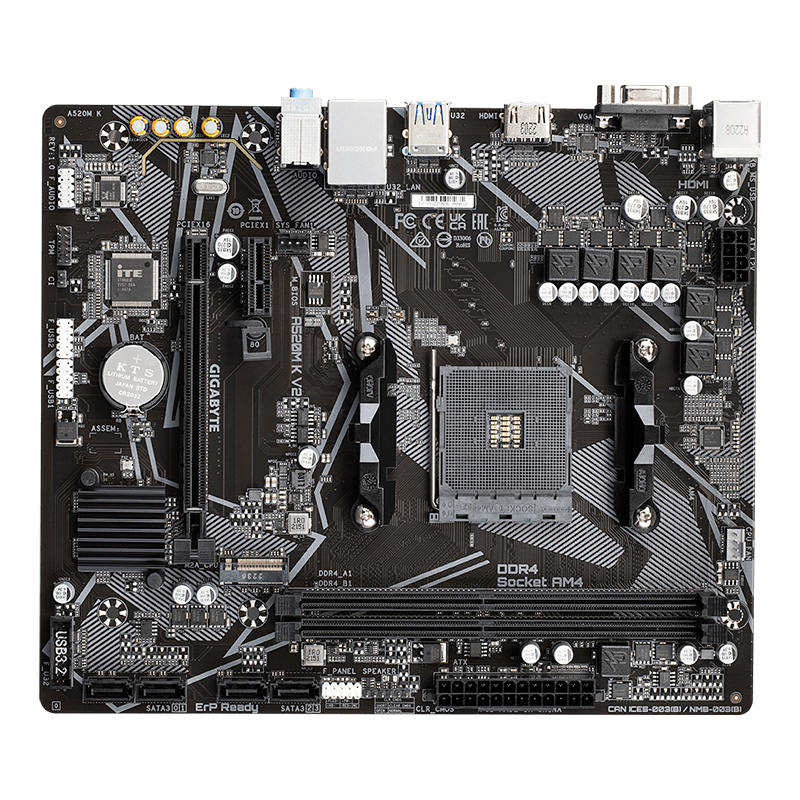 Motherboard Gigabyte A520M K V2 (Rev. 1.0) Chipset AMD A520, Socket Am4, Micro ATX @@