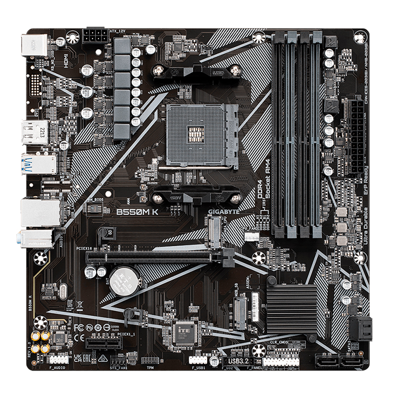 Motherboard Gigabyte B550M K (Rev. 1.0) Chipset AMD B550, Socket Am4, Micro Atxs