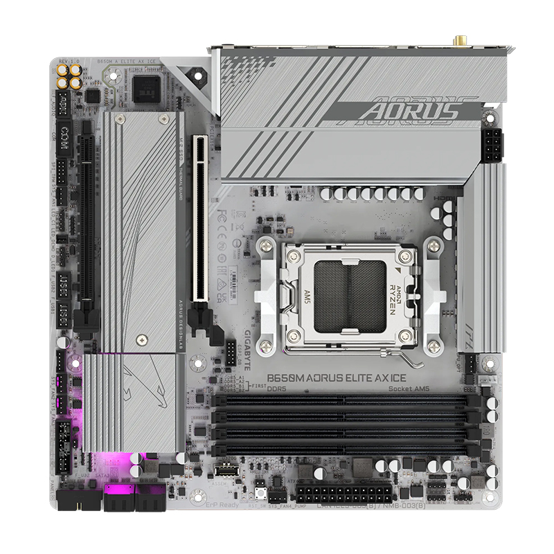 Motherboard Gigabyte B650M Aorus Elite Ax Ice, Chipset AMD B650, Socket AMD Am5, MATX