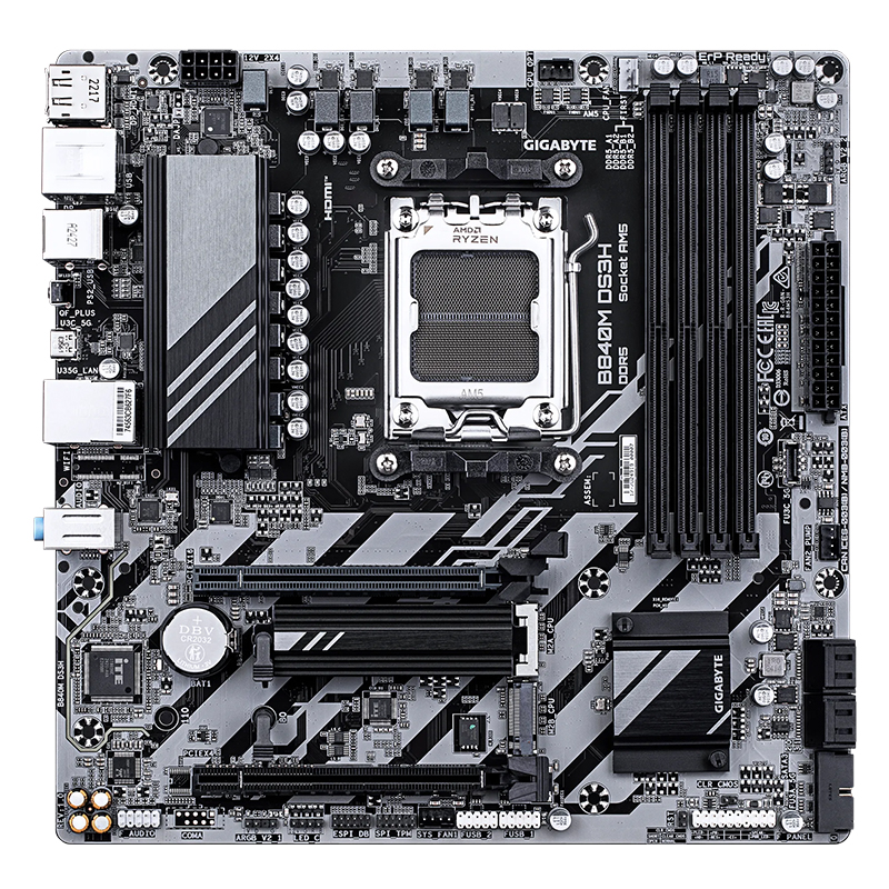 Motherboard Gigabyte B840M Ds3H, Chipset AMD B840, Socket AMD Am5, Matxsoporta P