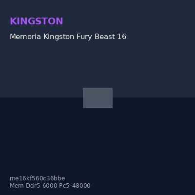 Memoria Kingston Fury Beast 16GB Ddr5-6000Mt/S, Pc5-48000, Cl36, 1.35V, 288-Pin