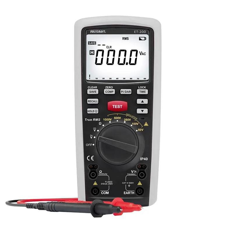 Tester De Aislamiento Digital (Megaóhmetro) Voltcraft Et-200 50V/100V/250V/500V/1000V