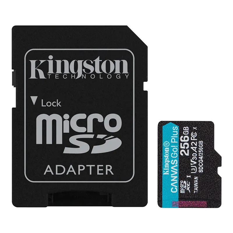 Memoria Flash MicroSD Kingston Canvas Go Plus, 256Gb, Con Adaptador Sddimension