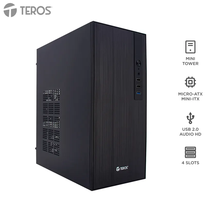 Case Con Fuente Teros Te-1034S, Mini Tower, Micro-Atx / Mini-Itx, Usb, Audio, 250W