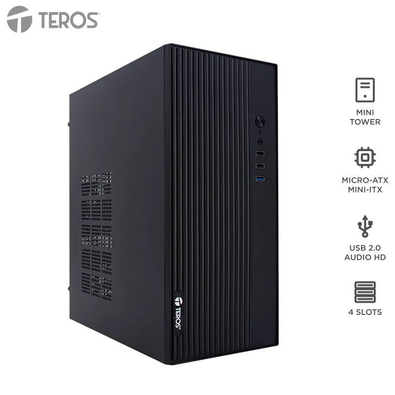 Case Con Fuente Teros Te-1035S, Mini Tower, Micro-Atx / Mini-Itx, Usb, Audio, 250W