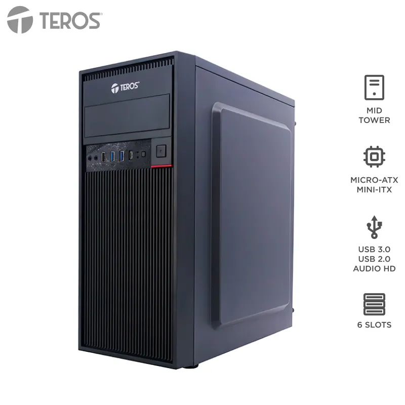 Case Con Fuente Gamer Teros Te-1319G, Midtower, ATX / Micro-Atx / Itx, Usb, Audio, 45