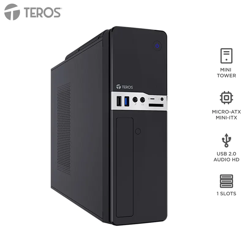 Case Con Fuente Teros Te-1032S, Slim, Micro-Atx /Mini-Itx, Usb, Audio, 250Wahorr
