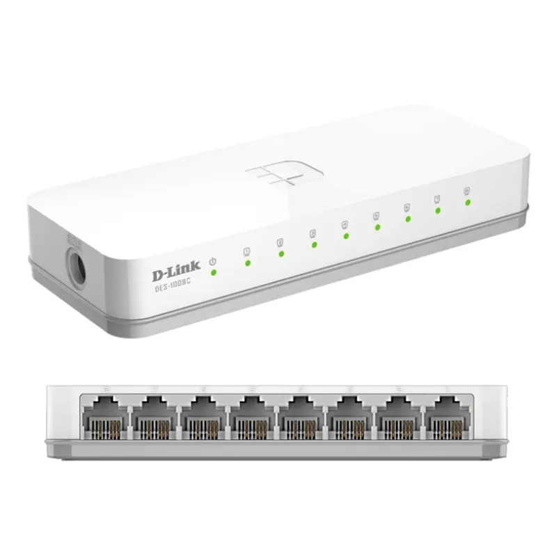 Switch D-LINK Des-1008C, 8 Rj-45 10/100 Mbps, Auto Mdi/Mdi-X, Presentación En Caja.