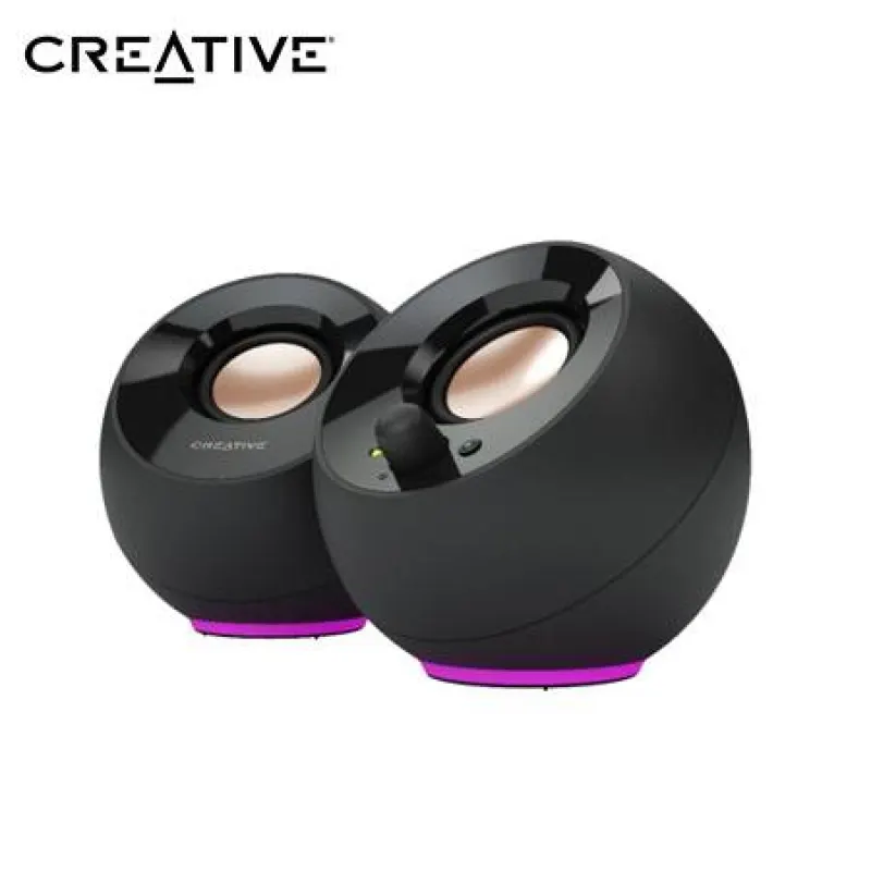 PARLANTE CREATIVE PEBBLE SE RGB 2.0 4.4W / 8.8W 3.5MM USB-POWER BLACK (51MF1725AA000)