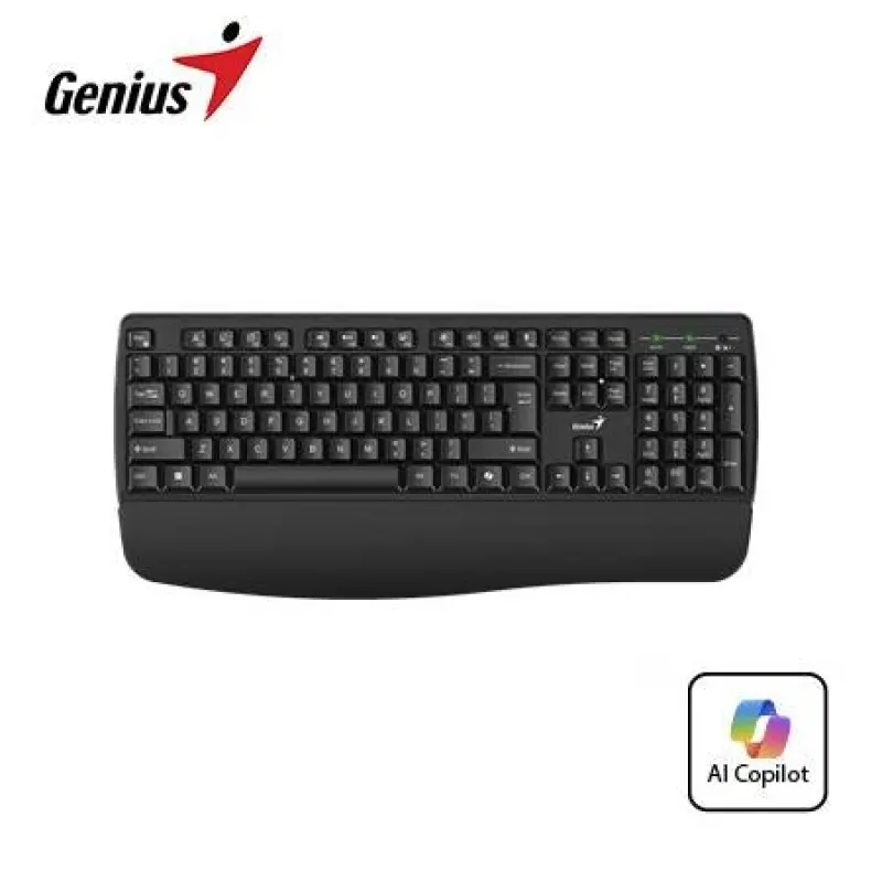TECLADO GENIUS WIRELESS KB-7123 AI COPILOT MULTIMEDIA/EDICIÓN REPOSAMUÑECA USB SP BLACK (31320007401)