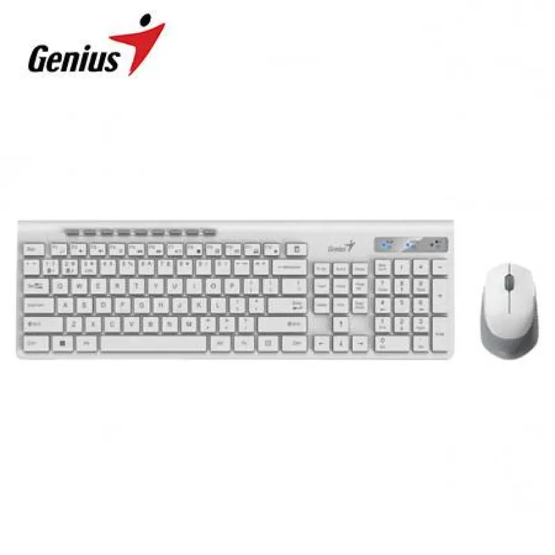 TECLADO GENIUS + MOUSE DUAL WIRELESS/BT SLIMSTAR 8230 AI COPILOT MULTIMEDIA SP WHITE (31340015401)