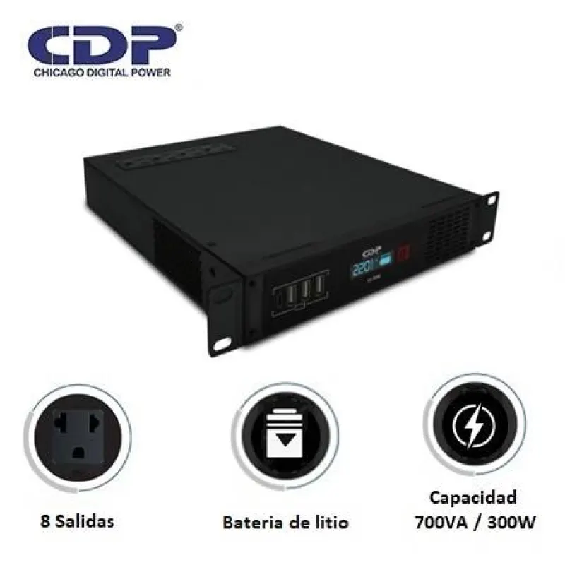 UPS CDP INTERACTIVO PORTATIL LI-708I 700VA/330W/8SALIDAS/BATERIA LITIO (LI-708)