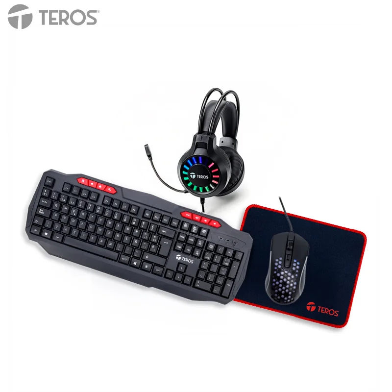 Kit 4 En 1 Teclado + Mouse + Auriculares + Mousepad Teros Te-5014Scompleta Tu Se
