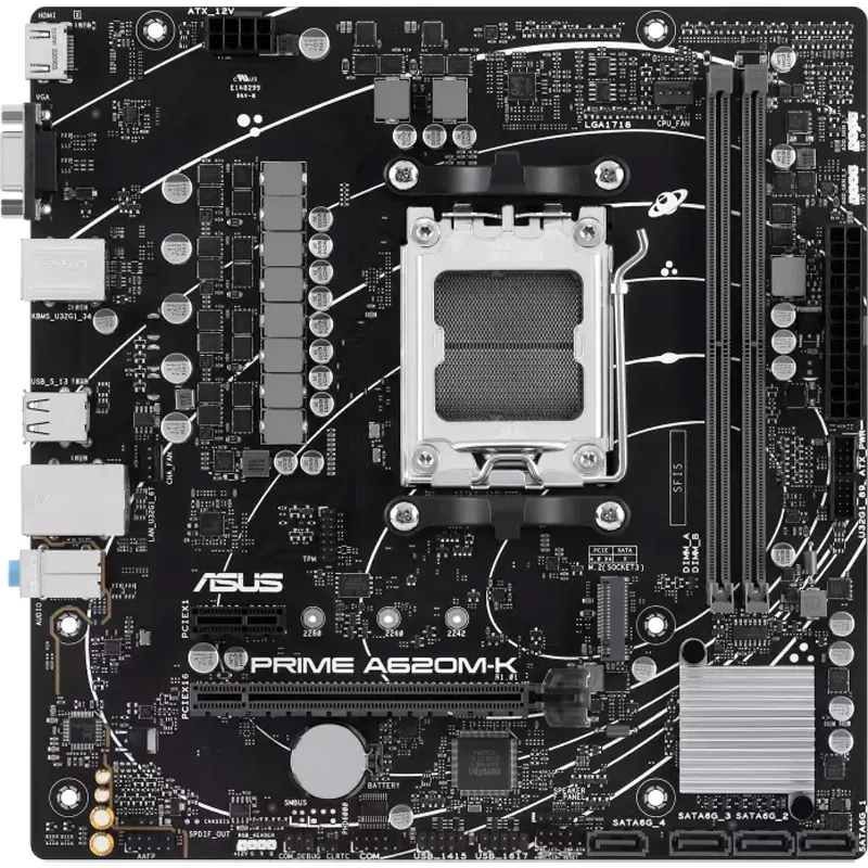 Motherboard Asus Prime A620M-K, Chipset AMD A620,Socket AMD Am5, Matxsoporta Pro