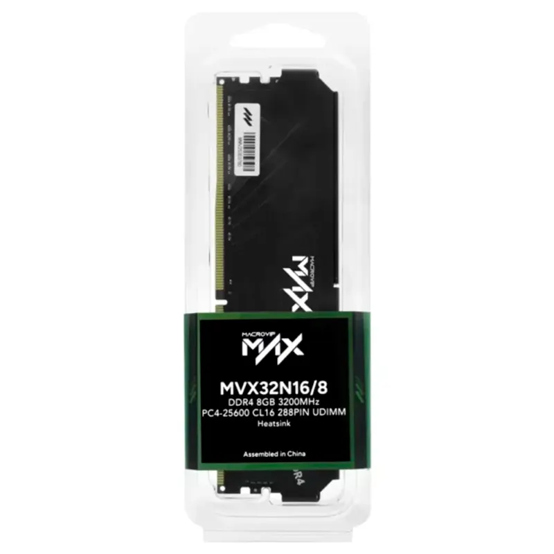 Memoria Udimm Macrovip Max, Mvx32N16/8, 8GB Ddr4-3200Mhz Pc4-25600, Cl16, 288-Pin.