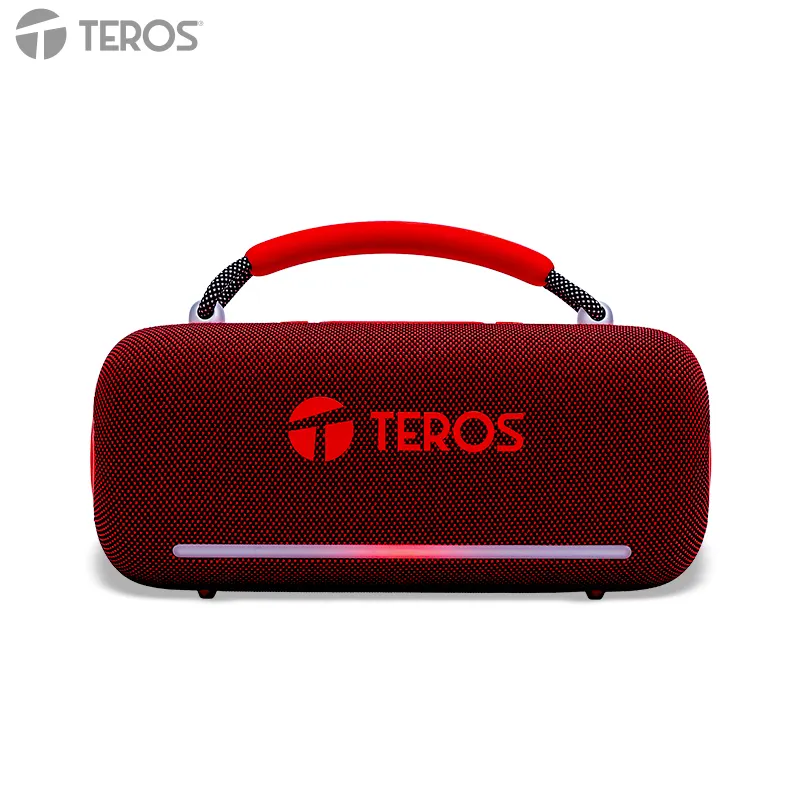 Parlante Inalámbrico Teros Vibe Vb-6049R, 60W, Bt5.3, 4000 Mah, Usb, Luces Led, Rojo