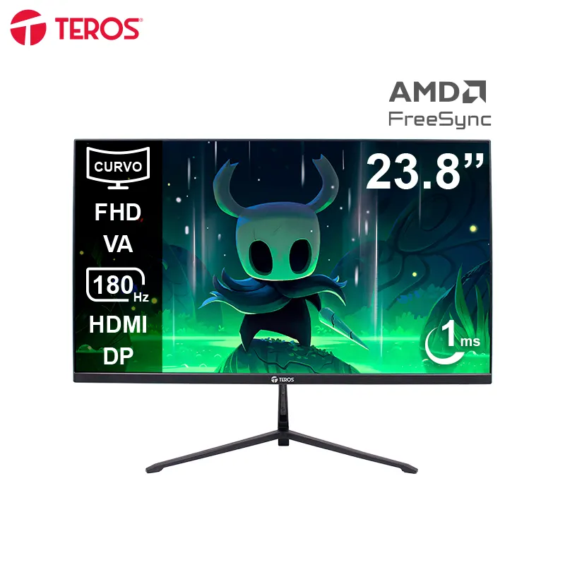 Monitor Curvo Gaming Teros Te-2476G, 23.8 FHD Va, 180Hz, 1Ms, Hdmi, Dp, Audio Out