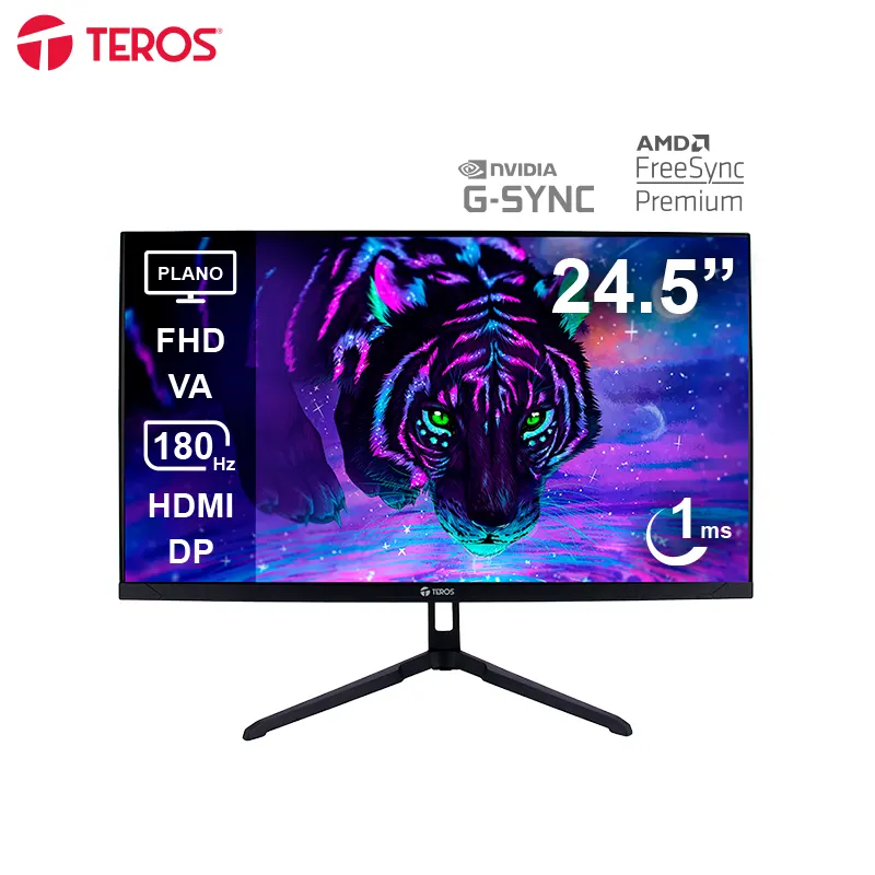 Monitor Plano Gaming Teros Te-2475G, 24.5 FHD Va, 180Hz, 1Ms, Hdmi, Dp, Audio Out