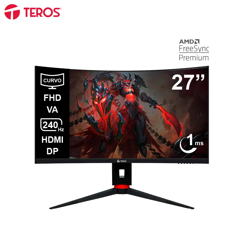 Monitor Curvo Gaming TEROS TE-2764G, 27" FHD VA, 240Hz, 1ms, HDMI, DP, Audio Out