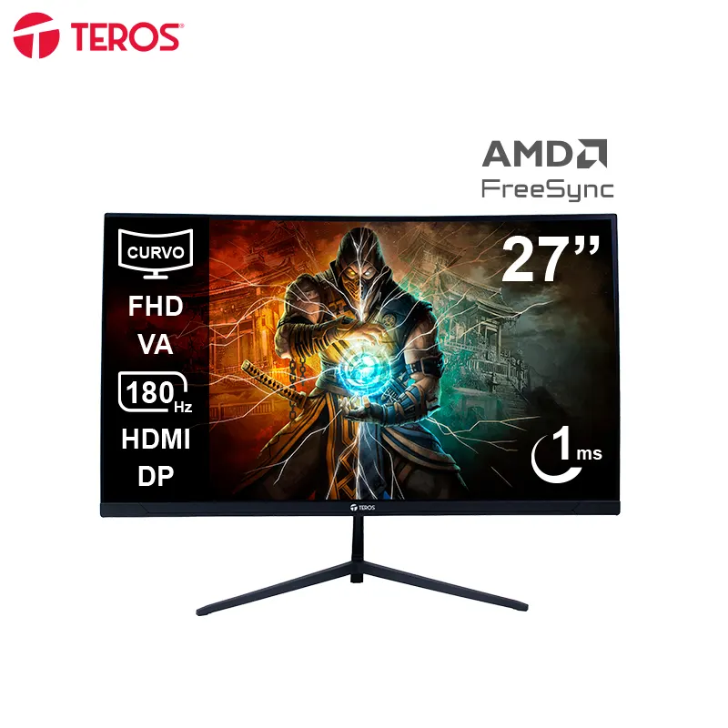Monitor Curvo Gaming Teros Te-2787G, 27 FHD Va, 180Hz, 1Ms, Hdmi, Dp, Audio Out