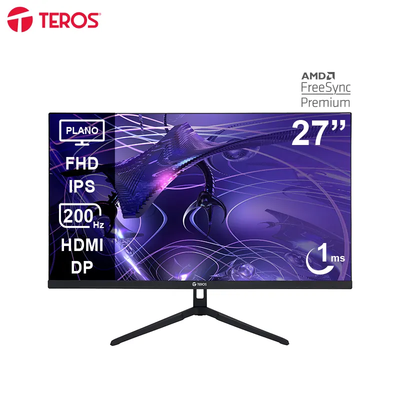 Monitor Plano Gaming Teros Te-2786G, 27 FHD Ips,200Hz, 1Ms, Hdmi, Dp, Audio Out