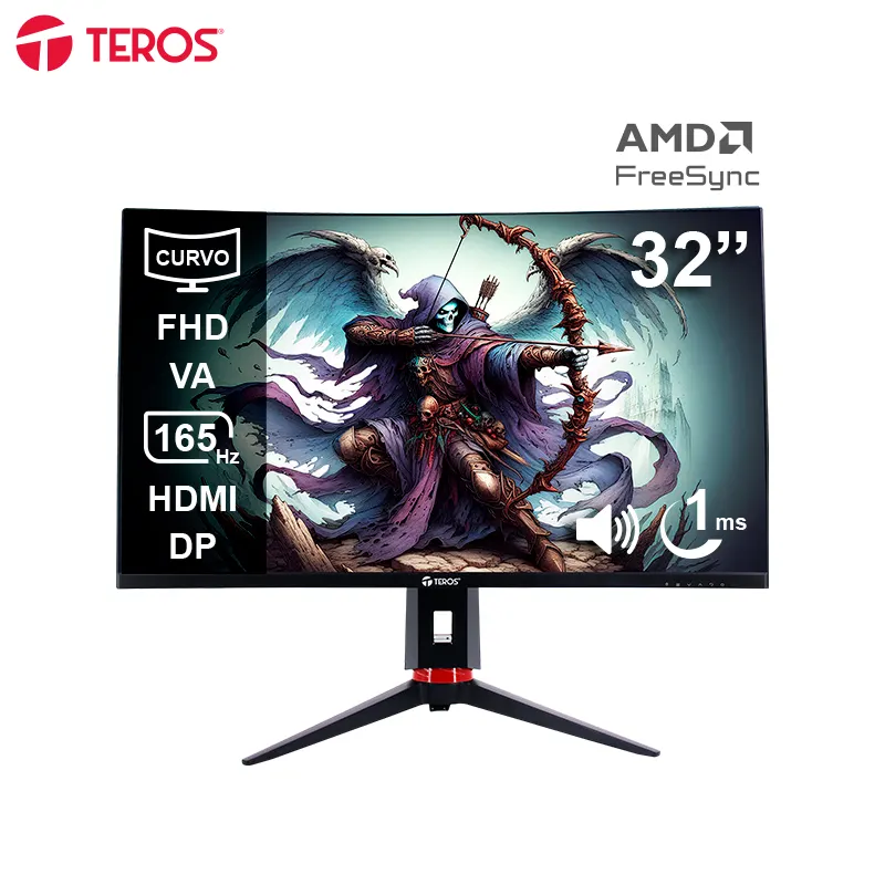 Monitor Curvo Gaming Teros Te-3215G, 31.5 FHD Va, 165Hz, 1Ms, Hdmi, Dp, Audio Out