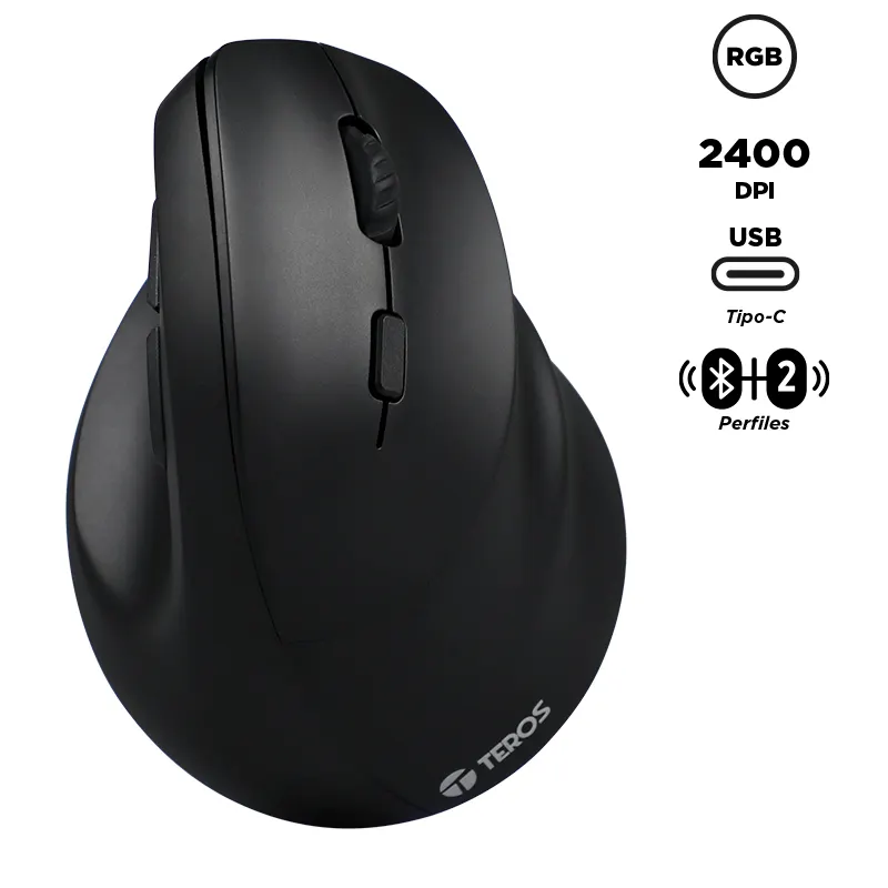 Mouse Inalámbrico Teros Te-5169N, 2.4G+Bluetooth,2400 Dpi, Usb, Color Negropoten