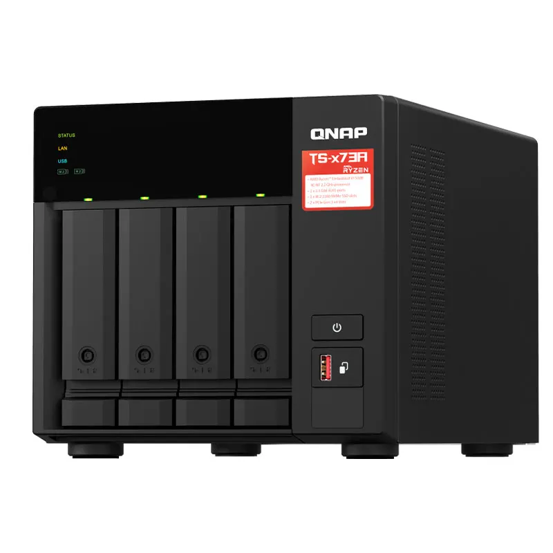 Servidor NAS Qnap Ts-473A, AMD Ryzen V1500B/2.2Ghz, 8GB DDR4 Sodimm, Bahias: 4 X 3.5