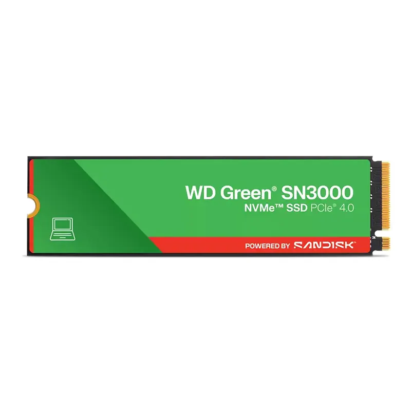 Unidad En Estado Solido Wd Green Sn3000 NVME 500GB M.2 2280, PCIE Gen 4.0 X4, NVME