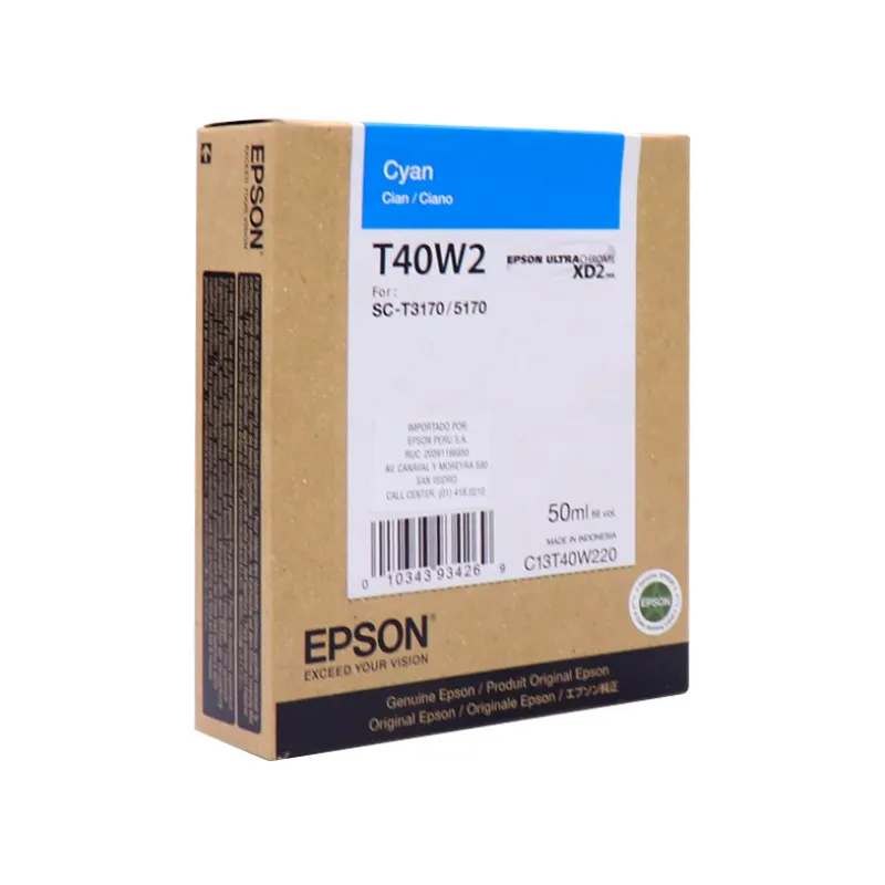 Cartucho De Tinta Epson T40W220, Ultrachrome Xd2,Contenido 50Ml, Color Cyan.las