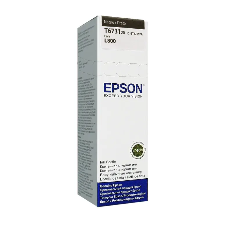 Botella De Tinta Epson 673 (T673120), Color Negro, Contenido 70 Ml, Para Impresora L8