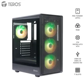 GRATIS(MOUSE TEROS) POR LA COMPRA DE CASE STD ATX TE1323 BLACK