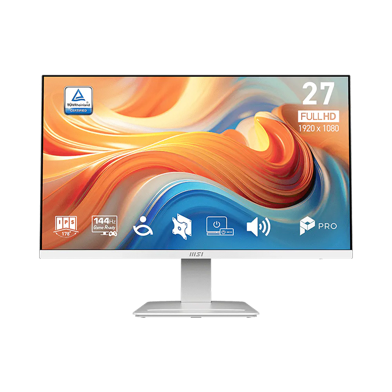 Monitor Plano MSI Pro Mp273W E14A, 27 FHD Ips, 144Hz,1Ms, Hdmi, Dp, Vga, Earphone Ou