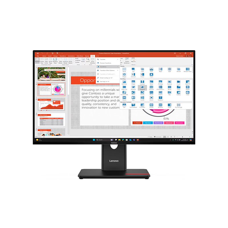 Monitor Plano Lenovo Thinkvision T27-40, 27 Wledfhd Ips/Hdmi/Dp/Vga/Usb-C/Usb-B/Usb-