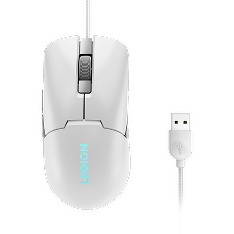 Mouse Gamer Lenovo Legion M300S, USB 2.0/Hasta 8000 Dpi/1000Hz/Rgb/Glacier White (Bla