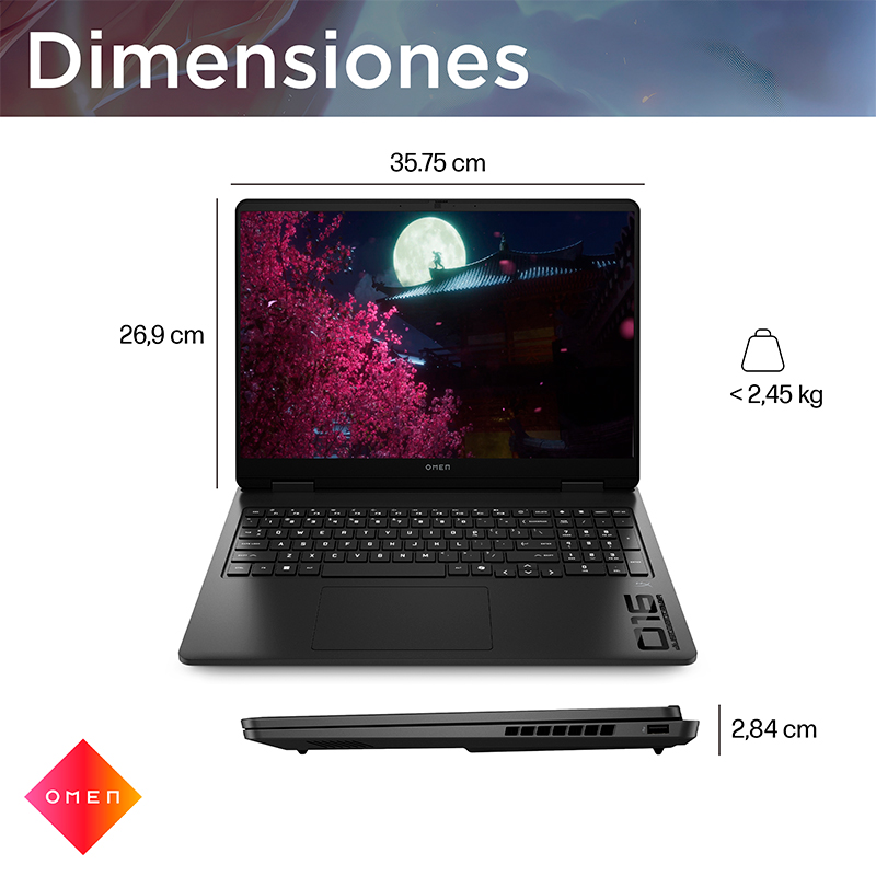 Notebook HP Omen Gaming 16-Ap0007La, 16 2K IPS AMD Ryzen 9 8940Hx Hasta 5.3Ghz, 24GB