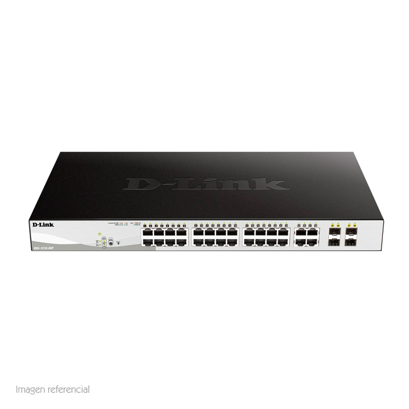 Switch D-LINK Dgs-1210-28P, Capa 2, Poe, 24 Rj-45Lan Gbe, 4 Puertos Sfp, Auto Mdi/Mdi