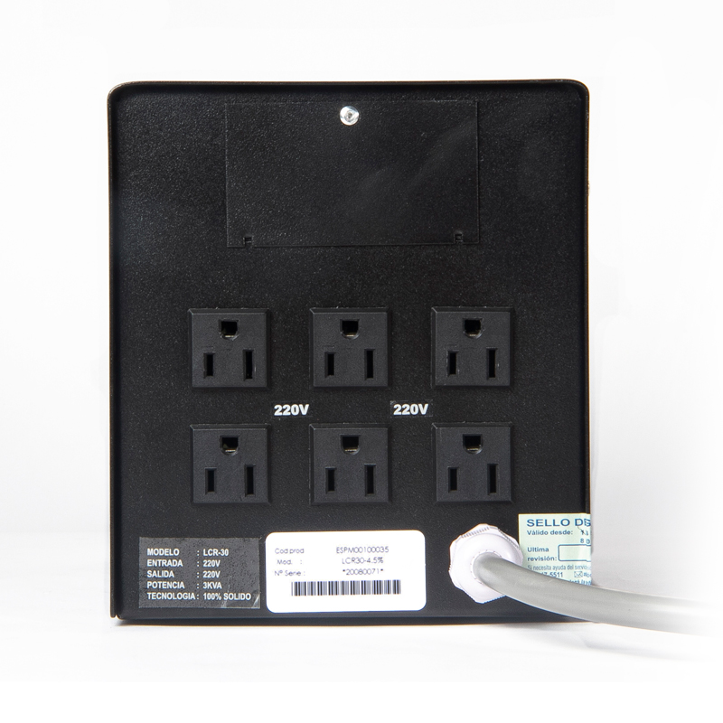 Estabilizador Monofasico Elise Ieda Poder Safe, Lcr30-4.5 , Solido, 3Kva, 220Vac, 6 T