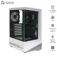 Case Gamer Teros Te-1322G, Mid Tower, USB 3.0 / USB 2.0, Audio, Ventilador Rgb, Blanc