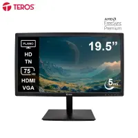 Monitor plano TEROS TE-1916S, 19.5" HD TN, 75Hz, 5ms, HDMI, VGA, Audio out, Parlantes