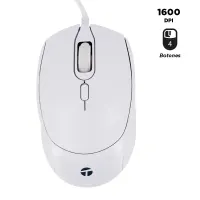 Mouse Óptico Teros Te-1225S, 800-1200-1600 Dpi, Usb, 4 Botones, Color Blancodesc